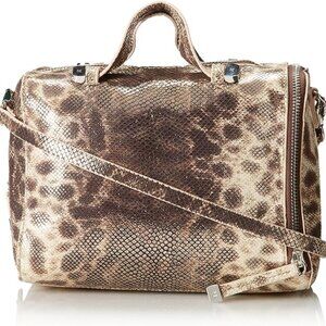 Halston Heritage Metallic Gold and Brown Snake-Embossed Crossbody Bag